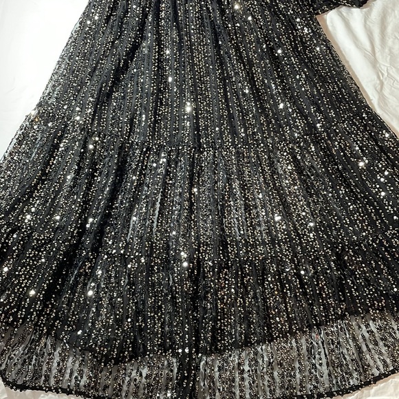 Volume Tiered Mesh Midi Sequin Dress - Picture 4 of 7
